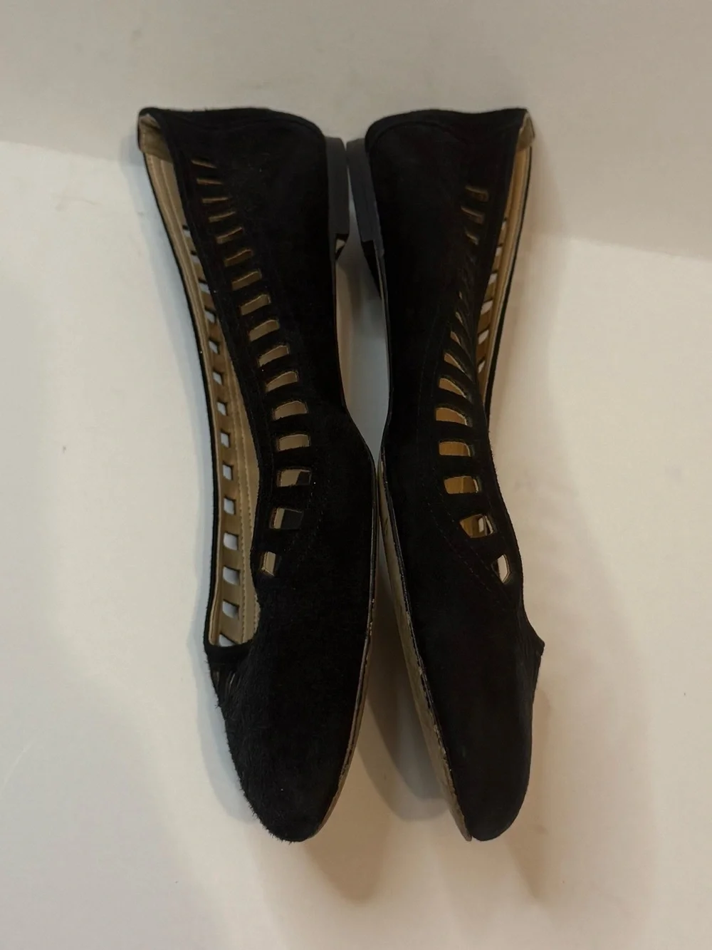 J. Crew Nora Suede Black Cut Out Ballet Flats 6
